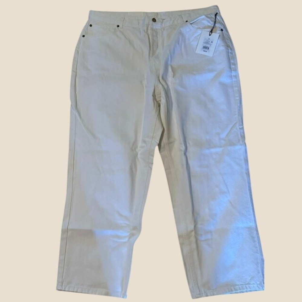 KBB by Kahlana Barfield Brown Womens White Straight Leg Denim Jeans Size 18 NWT